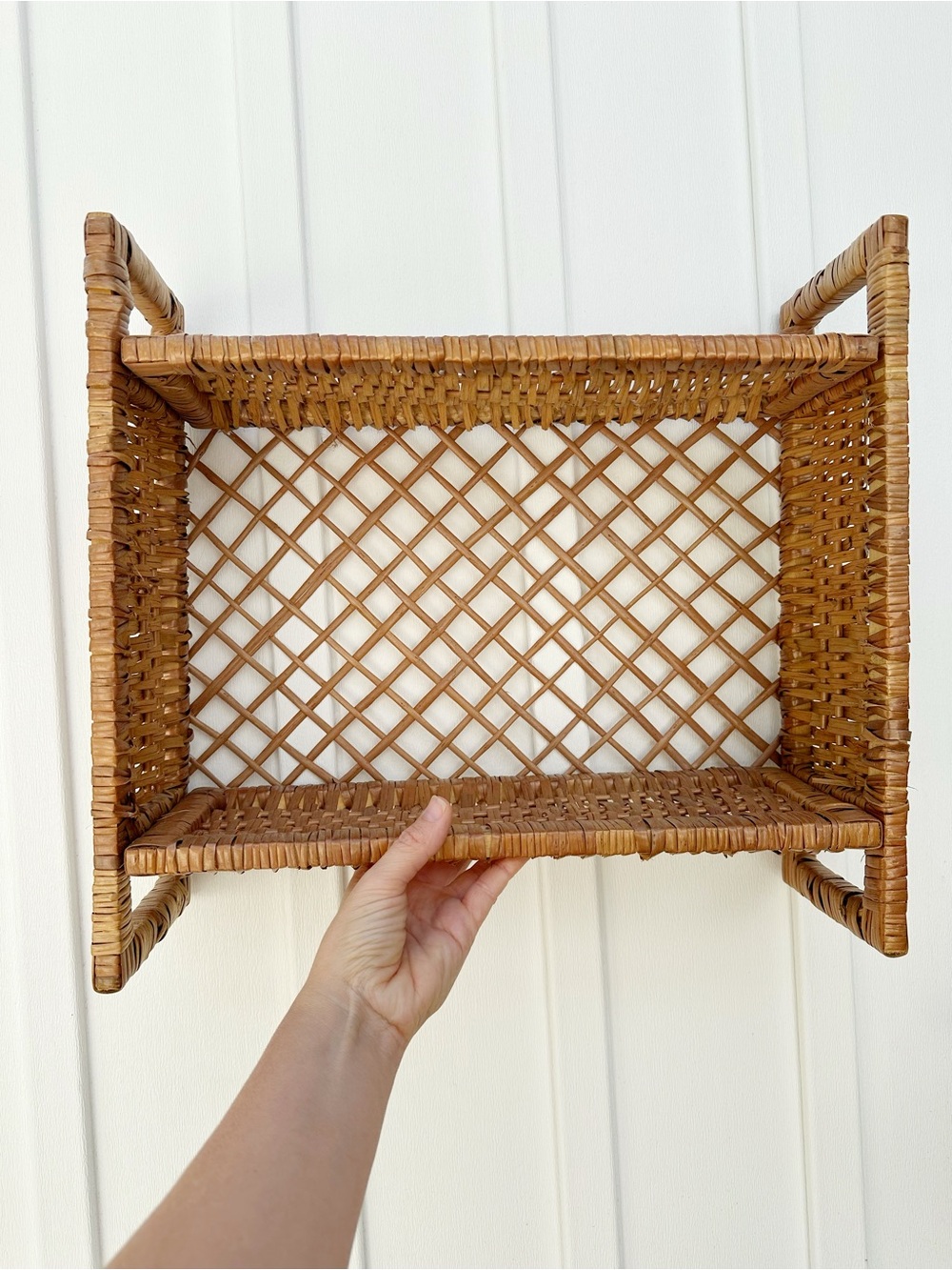 Vintage Woven Wicker Wall Shelf - Brown